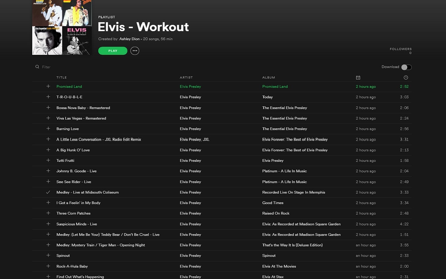 Elvis Workout Playlist - Spotify