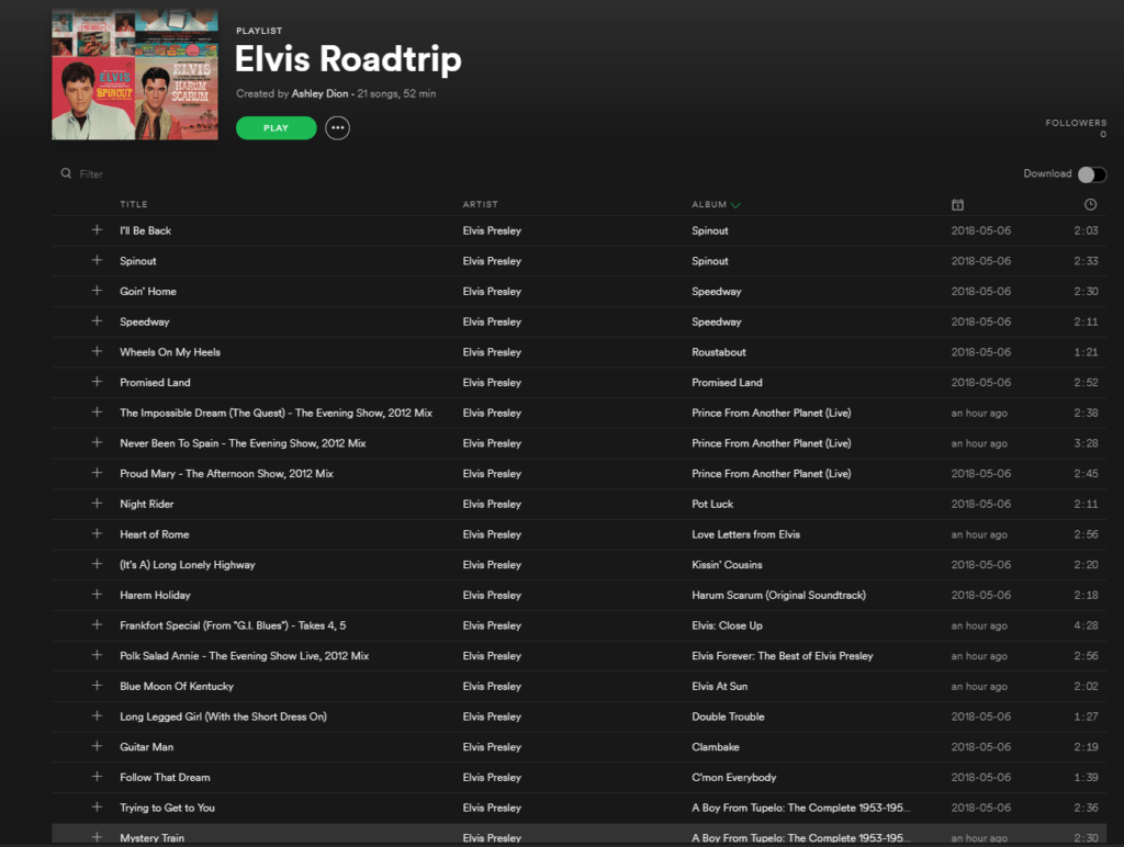 Elvis Road Trip Playlist Spotify